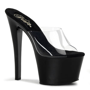 SKY-301 7" Heel Clear and Black Pole Dancing Platforms