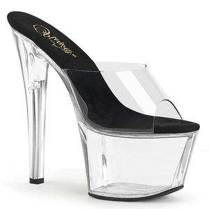 SKY-301 7" Heel Clear and Black Pole Dancing Platforms