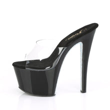 Load image into Gallery viewer, SKY-301CRS 7&quot; Heel Clear &amp; Black Silver Pole Dancing Shoes