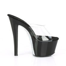 Load image into Gallery viewer, SKY-301CRS 7&quot; Heel Clear &amp; Black Silver Pole Dancing Shoes