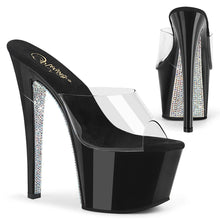 Load image into Gallery viewer, SKY-301CRS 7&quot; Heel Clear &amp; Black Silver Pole Dancing Shoes