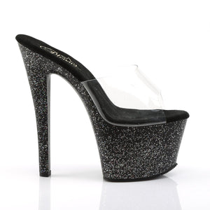 SKY-301MG 7 Inch Heel Clear and Black Pole Dancing Platforms