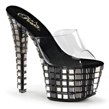 Load image into Gallery viewer, SKY-301MR 7&quot; Heel Clear and Black Pewter Pole Dancer Shoes