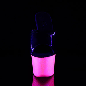 SKY-301UVG 7" Black with Pink Glitter Pole Dancer Platforms