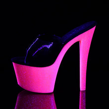 Load image into Gallery viewer, SKY-301UVG 7&quot; Black with Pink Glitter Pole Dancer Platforms