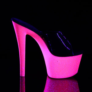 SKY-301UVG 7" Black with Pink Glitter Pole Dancer Platforms