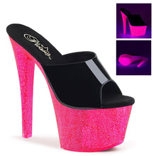 Load image into Gallery viewer, SKY-301UVG 7&quot; Black with Pink Glitter Pole Dancer Platforms