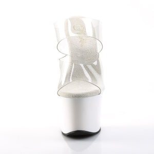 SKY-302 7" Heel Clear and White Pole Dancing Platforms