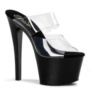 SKY-302 7" Heel Clear and Black Pole Dancing Platforms