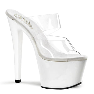 SKY-302 7" Heel Clear and White Pole Dancing Platforms