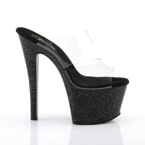 SKY-302MG 7 Inch Heel Clear and Black Pole Dancing Platforms