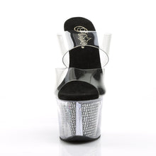 Load image into Gallery viewer, SKY-302SRS 7&quot; Heel Clear and Black with Bling Strippers Shoe