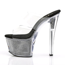 Load image into Gallery viewer, SKY-302SRS 7&quot; Heel Clear and Black with Bling Strippers Shoe