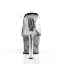 Load image into Gallery viewer, SKY-302SRS 7&quot; Heel Clear and Black with Bling Strippers Shoe