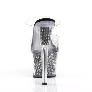 SKY-302SRS 7" Heel Clear and Black with Bling Strippers Shoe