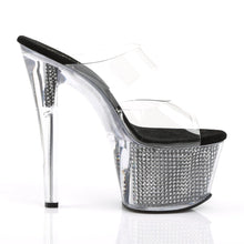 Load image into Gallery viewer, SKY-302SRS 7&quot; Heel Clear and Black with Bling Strippers Shoe