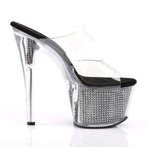 SKY-302SRS 7" Heel Clear and Black with Bling Strippers Shoe