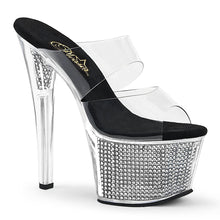 Load image into Gallery viewer, SKY-302SRS 7&quot; Heel Clear and Black with Bling Strippers Shoe