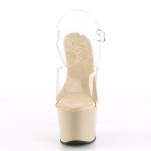 SKY-308 7" Heel Clear and Cream Pole Dancing Platforms