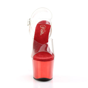 SKY-308 7" Heel Clear and Red Chrome Pole Dancing Platforms