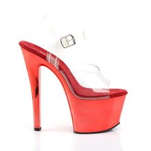 Load image into Gallery viewer, SKY-308 7&quot; Heel Clear and Red Chrome Pole Dancing Platforms