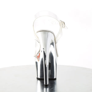 SKY-308 7" Heel Clear Silver Chrome Pole Dancer Platforms