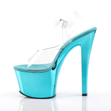 Load image into Gallery viewer, SKY-308 7&quot; Clear and Turquoise Chrome Pole Dancer Platforms