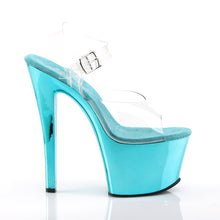 Load image into Gallery viewer, SKY-308 7&quot; Clear and Turquoise Chrome Pole Dancer Platforms