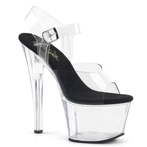 SKY-308 7" Heel Clear and Black Pole Dancing Platforms