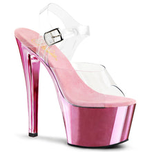 Load image into Gallery viewer, SKY-308 7&quot; Clear and Baby Pink Chrome Pole Dancer Platforms