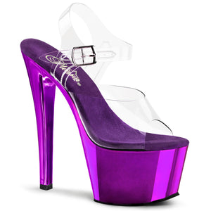 SKY-308 7" Heel Clear Purple Chrome Pole Dancer Platforms