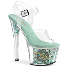 Load image into Gallery viewer, SKY-308CF 7&quot; Heel Clear Aqua Glitter Pole Dancing Shoes