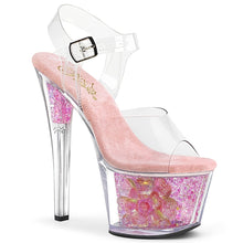 Load image into Gallery viewer, SKY-308CF 7&quot; Heel Clear Baby Pink Glitter Strippers Shoes