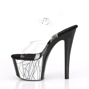 SKY-308CP-3 7" Clear and Black Silver Pole Dancer Platforms