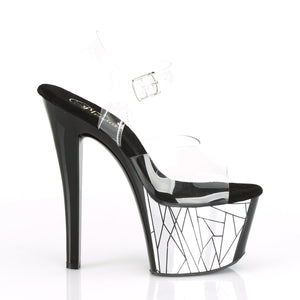 SKY-308CP-3 7" Clear and Black Silver Pole Dancer Platforms