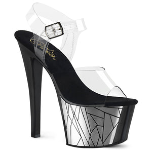 SKY-308CP-3 7" Clear and Black Silver Pole Dancer Platforms