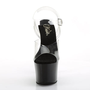 SKY-308CRS 7" Heel Clear Black-Champagne Pole Dancer Shoes