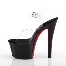 Load image into Gallery viewer, SKY-308CRS 7&quot; Heel Clear Black Red Bling Strippers Shoes