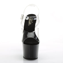 Load image into Gallery viewer, SKY-308CRS 7&quot; Heel Clear &amp; Black Silver Pole Dancer Sandals