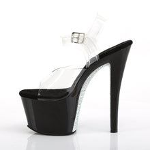 Load image into Gallery viewer, SKY-308CRS 7&quot; Heel Clear &amp; Black Silver Pole Dancer Sandals