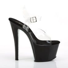 Load image into Gallery viewer, SKY-308CRS 7&quot; Heel Clear &amp; Black Silver Pole Dancer Sandals