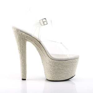 SKY-308ESP 7" Heel Clear and Beige Pole Dancing Platforms