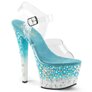 SKY-308FISH 7" Heel Clear Aqua Blue Ombre Pole Dancer Shoes