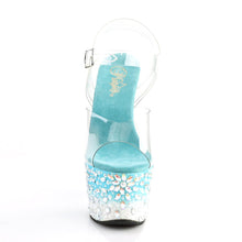 Load image into Gallery viewer, SKY-308FISH 7&quot; Heel Clear Aqua Blue Ombre Pole Dancer Shoes