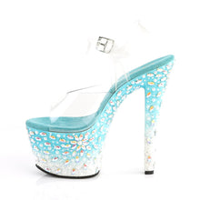 Load image into Gallery viewer, SKY-308FISH 7&quot; Heel Clear Aqua Blue Ombre Pole Dancer Shoes