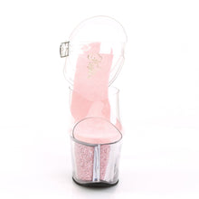 Load image into Gallery viewer, SKY-308G-T 7&quot; Clear Baby Pink Glitter Pole Dancer Platforms