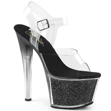 Load image into Gallery viewer, SKY-308G-T 7&quot; Clear and Black Glitter Pole Dancer Platforms