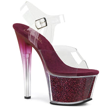 Load image into Gallery viewer, SKY-308G-T 7&quot; Heel Clear Berry Glitter Inserts Sexy Shoes