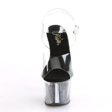 Load image into Gallery viewer, SKY-308GF Pleaser 7&quot; Heel Clear Black Glitter Stripper Shoes