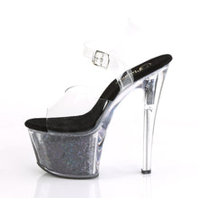 Load image into Gallery viewer, SKY-308GF Pleaser 7&quot; Heel Clear Black Glitter Stripper Shoes